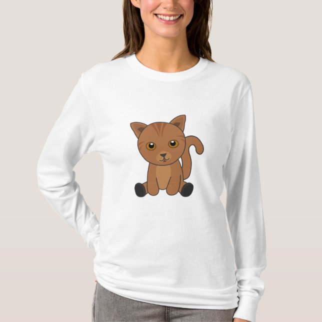 Cat Tabby Cute Cats Päls Nose Kittens T Shirt (Framsida)