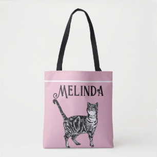Cat Tabby Pastel Cats Kids Girls Ljus rosa Tygkasse