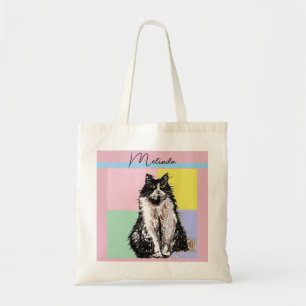 Cat Tabby Pastel Cats Kids Girls Ljus rosa Tygkasse