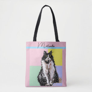 Cat Tabby Pastel Cats Kids Girls Ljus rosa Tygkasse