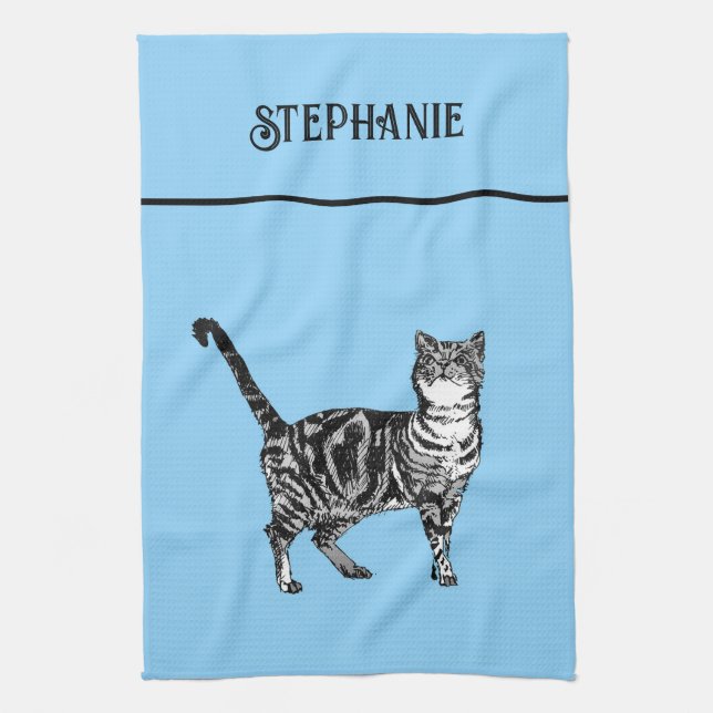 Cat Tabby Pastel Cats Womens Ljus rosa Kökshandduk (Vertikal)