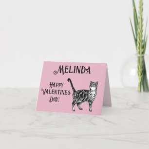 Cat Tabby Pastel Rosa Cats Valentines day Card Kort