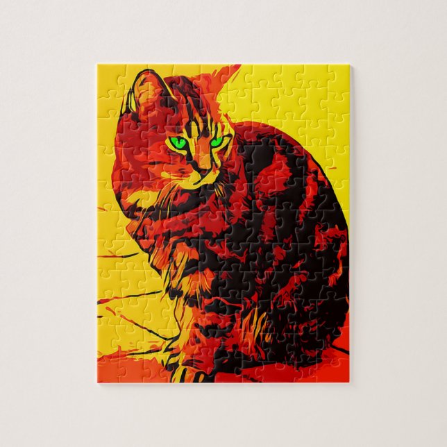 CAT TABBY WATERCOLOR JIGSAW Puzzle Pussel (Vertikal)
