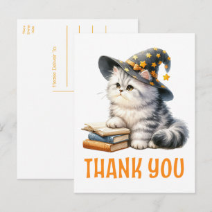 Cat Tack Kitten Witch Halloween Bok Älskare Vykort