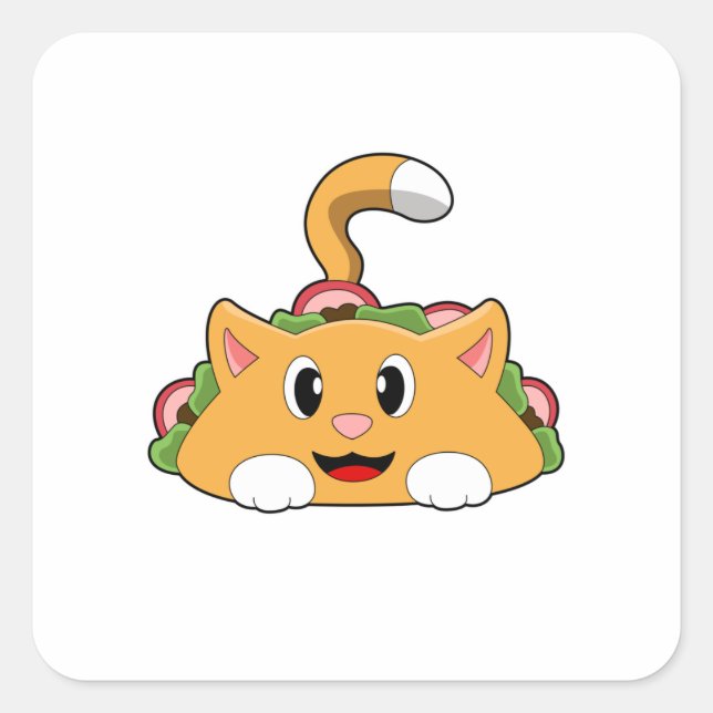 Cat Taco Fyrkantigt Klistermärke (Framsida)