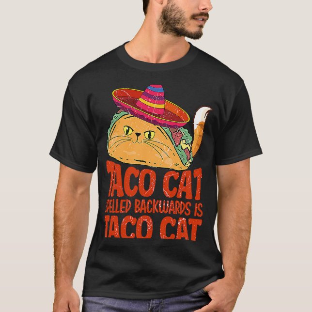 Cat & Taco Mexican FoodCat Nationella tako Day T Shirt (Framsida)