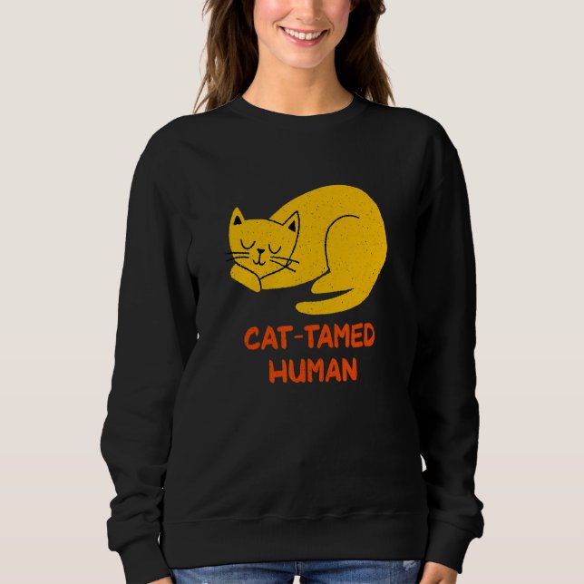 Cat Tamed Human Cat   Friends Kitten Buddy Dad Jok T Shirt (Framsida)