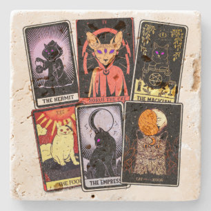 Cat Tarot Cards - Halloween Empress. Hermit, Fool Stenunderlägg
