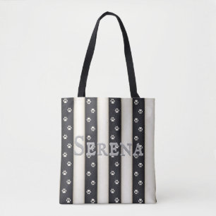 Cat Tass avtryck Black & White Rand Anpassningsbar Tygkasse