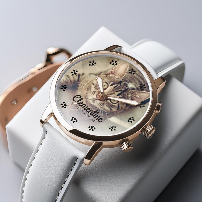 Cat Tass avtryck Ram Photo Personlig Watch Armbandsur (Inspiration mockup (not actual product))