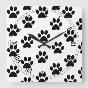 Cat Tass avtryck Roman Numeral Clock Fyrkantig Klocka