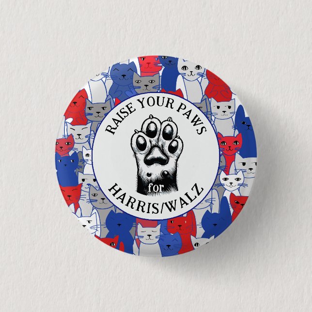 Cat Tass för Harris/Walz Design Knapp (Framsida)