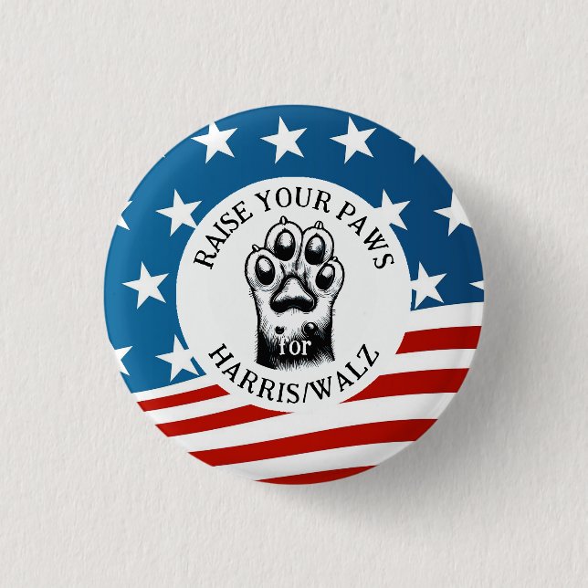 Cat Tass för Harris/Walz Design Knapp (Framsida)