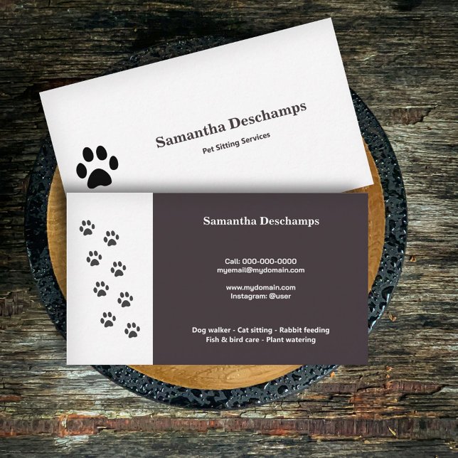 Cat Tass & Pet Services Visitkort (Cat Paw & Pet Services Business Card)