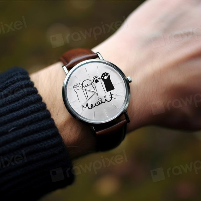 Cat Tass Watch Cute Meow Design for Cat Lovers Armbandsur (Skapare uppladdad)
