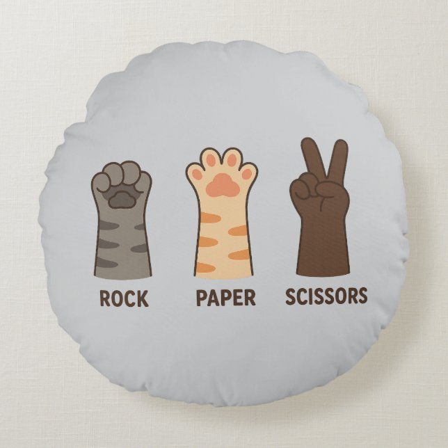 Cat Tassar Sten Pappra sax Rund Kudde (Framsidan)