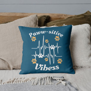 Cat Tassar Vibes Cuddles on Cute Modern Funny Blue Kudde