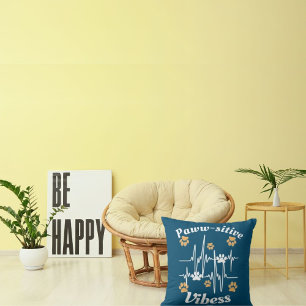 Cat Tassar Vibes Cuddles on Cute Modern Funny Blue Kudde