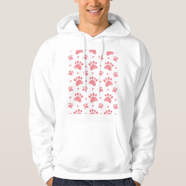Cat Tassar Watercolor Mönster Hoodie (Framsida)