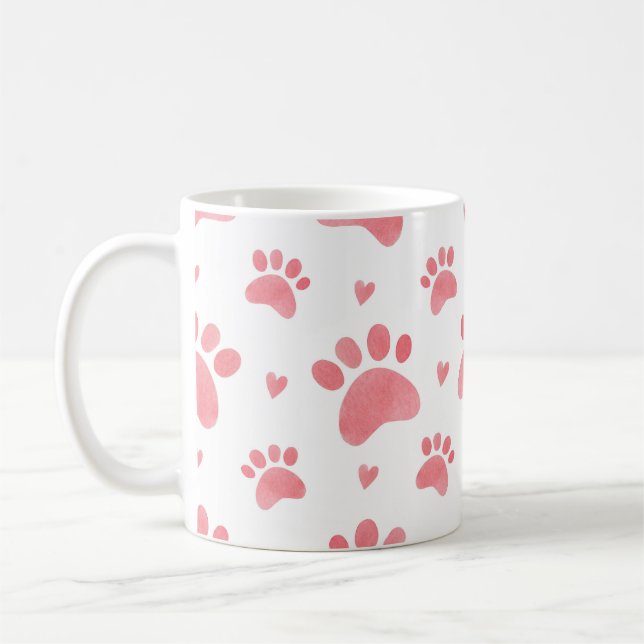 Cat Tassar Watercolor Mönster Kaffemugg (Vänster)