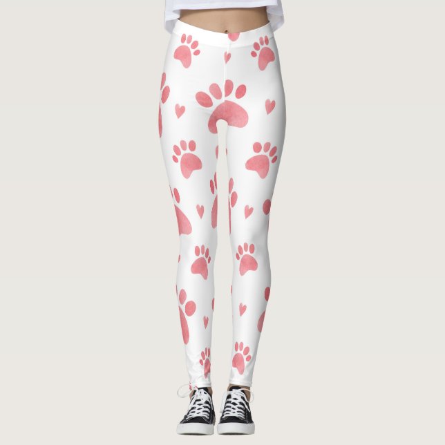 Cat Tassar Watercolor Mönster Leggings (Framsida)