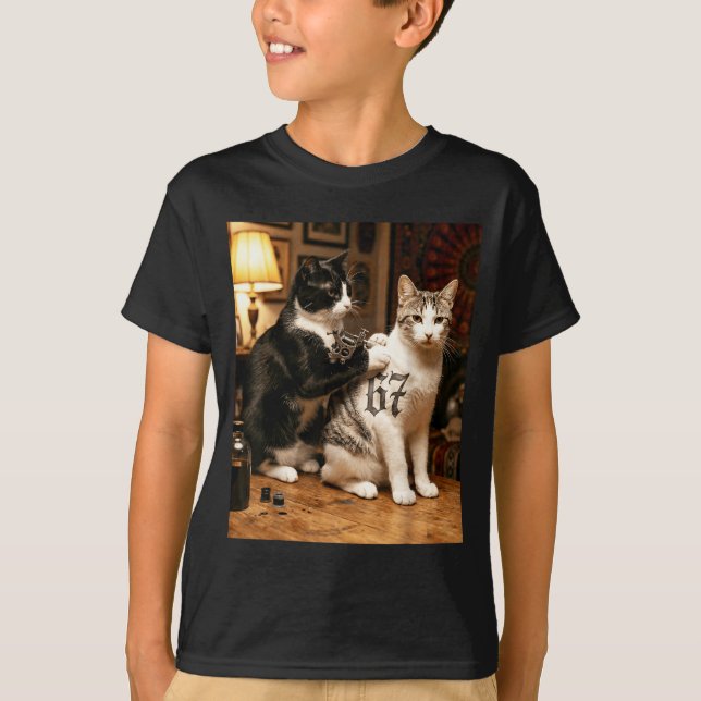 Cat Tattoo Artist 67 Six Seven Seis Siete Brain Ro T Shirt (Framsida)