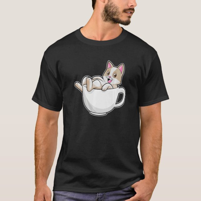 Cat Tea Cup T Shirt (Framsida)