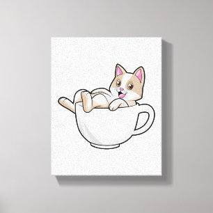 Cat Tea kopp Canvastryck