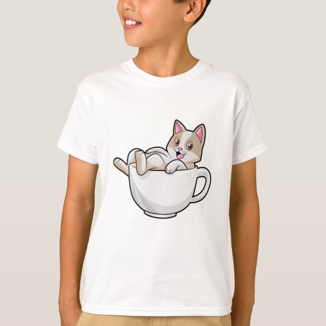Cat Tea kopp T Shirt (Framsida)
