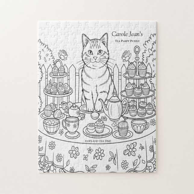 Cat Tea Party & Sweet Treats Jigsaw Puzzle Pussel (Vertikal)