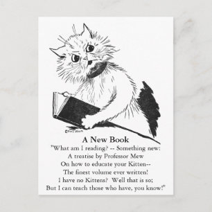 Cat Teacher med Bok Vykort