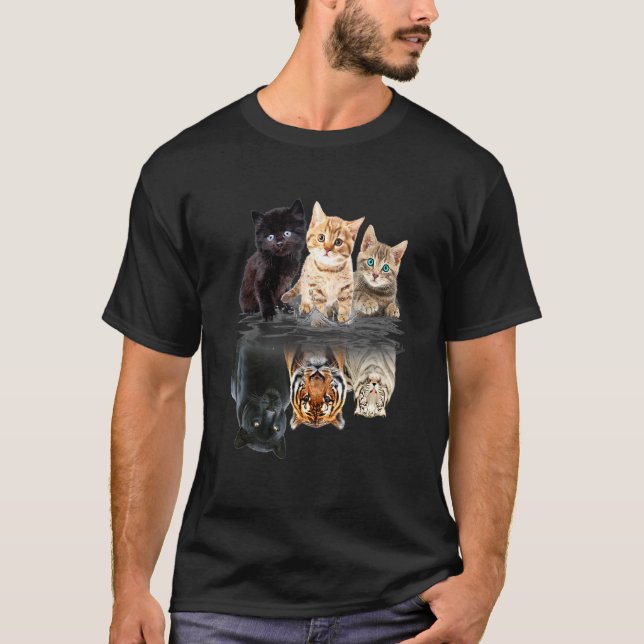 Cat Team Spegel Kitten Cute Black Cat T Shirt (Framsida)