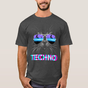 Cat Techno DJ Electro Music T Shirt