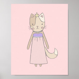Cat tecknad girl princess rosa plantskola poster