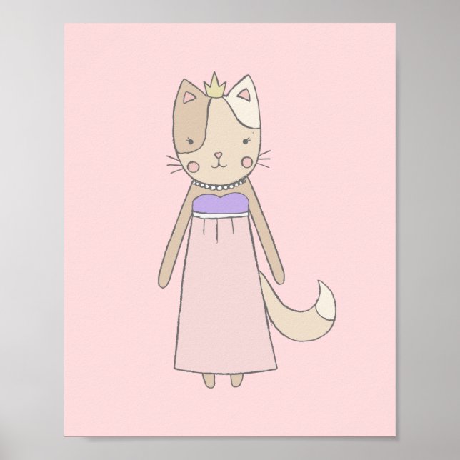 Cat tecknad girl princess rosa plantskola poster (Framsidan)