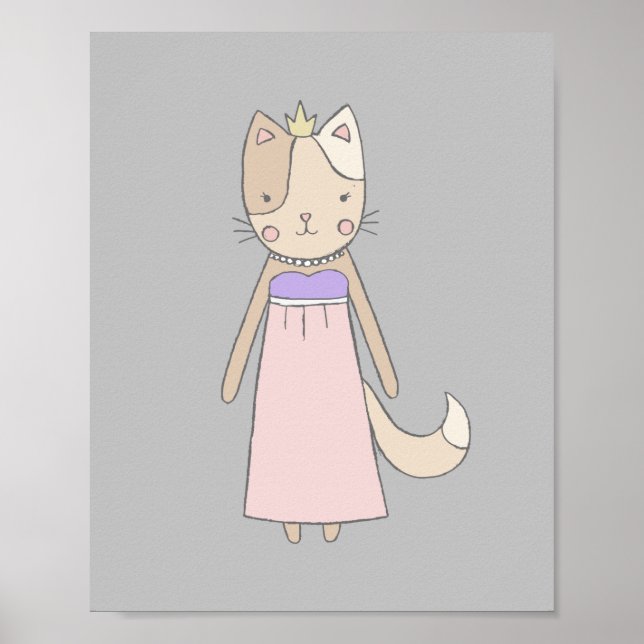 Cat tecknad girl princess rosa plantskola poster (Framsidan)