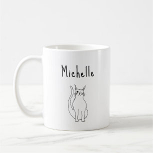 Cat Tecknad Winking Kattunge Cute Black White Kaffemugg