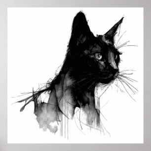 Cat teckning poster