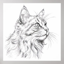 Cat teckning poster