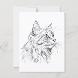 Cat teckning vykort