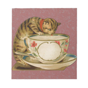 Cat Tekopp Cute Cute Vintage Victorian Anteckningsblock