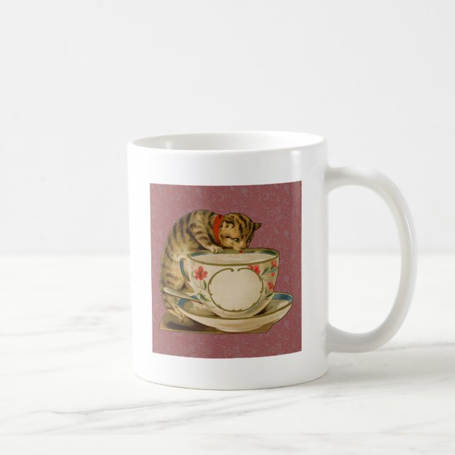 Cat Tekopp Cute Cute Vintage Victorian Kaffemugg (Höger)