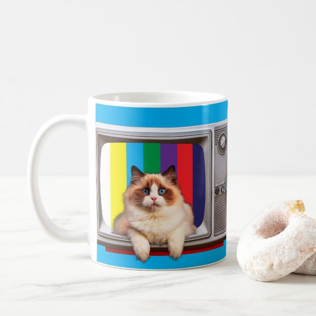 Cat Television Cat Lovers, TV-vaktare Kaffemugg (Med munk)