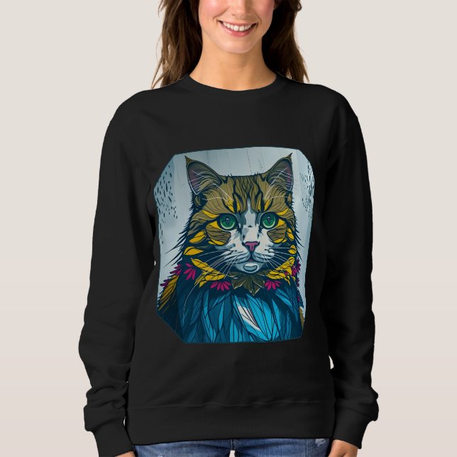 Cat That Ate The Canary Feathers | Wearable Art T Shirt (Framsida)