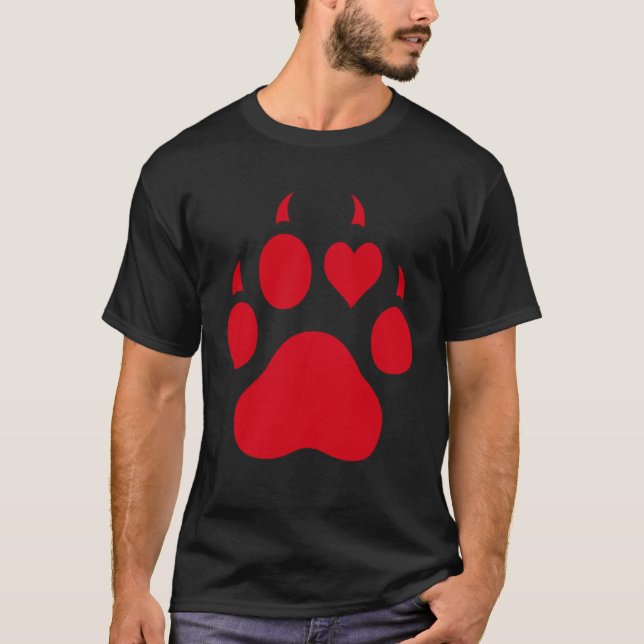 Cat Tiger Lion Jaguar Paw Foot Animals Pet Heart L T Shirt (Framsida)