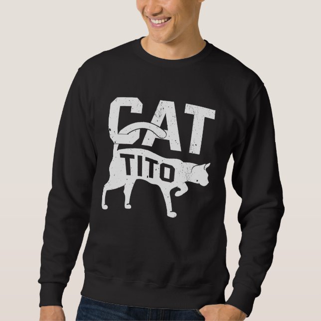 Cat Tito Kitten Pet Owner Meow Lång Ärmad Tröja (Framsida)