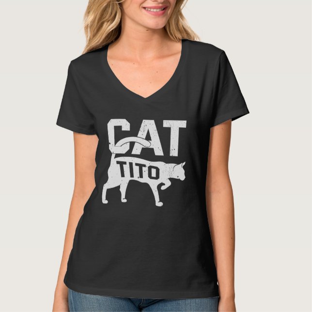Cat Tito Kitten Pet Owner Meow T Shirt (Framsida)