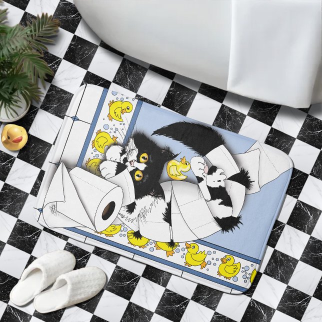 Cat Toilet Papper Blue-Gult Badrumsmatta (Skapare uppladdad)