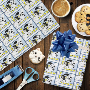 Cat Toilet Papper Blue-Gult Presentpapper