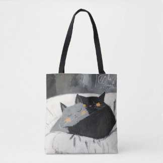 Cat Tote Bag, hand teckning, vacker illustration Tygkasse